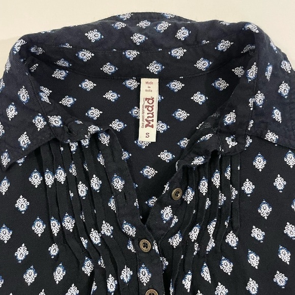 MUDD Long Sleeve Blouse, Navy Blue w White, Size Small - Picture 7 of 9